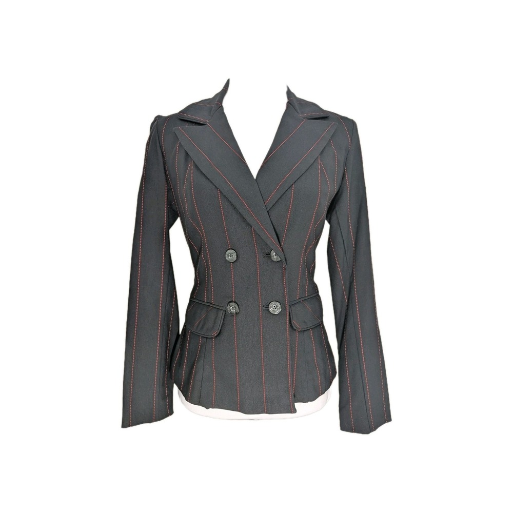 Bisou Bisou Black And Red Pinstriped Blazer Women's Size 4